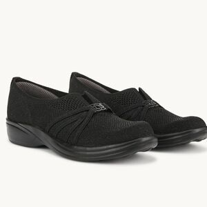 BZees Niche Knit black slip-on washable ortho comfort flats shoes 9M EUC